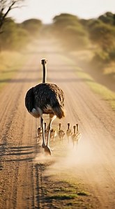 a mother ostrich led her chicks along a long ❤❤ | David Attenborough Fans