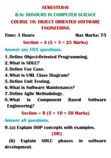 OOSE MODEL QUESTION PAPER – B.Sc COMPUTER SCIENCE SEM IV