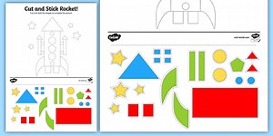 Colourful Rocket Cut and Stick Activity