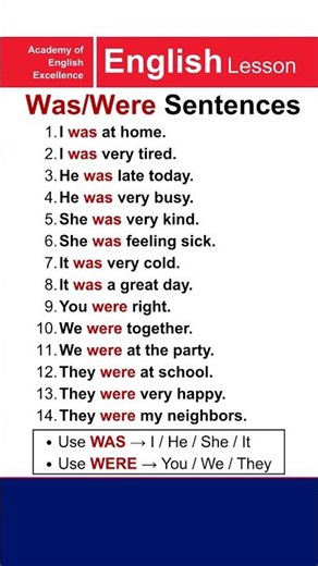 Master WAS & WERE in English | 14 Daily Use Sentences #englishclass #englishforbeginners