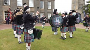 Strathisla Pipe Band, with their back to back bass drummers, playing The Liberton Polka and Mairi’s Wedding outside Gordon Castle in Moray, Scotland. This was part of their display during the 2024 Gordon Castle Estate Highland Games, held on Sunday 19th May 2024 at Gordon Castle Estate. #gordoncastle #strathislapipeband #bagpipes | Scotland's Pipe Bands