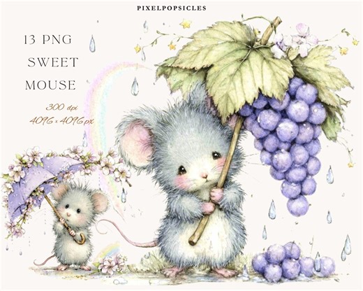 Mouse Clipart: 13 Whimsical Animal PNG Illustrations (digital Download) - Etsy