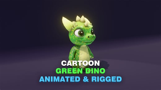 Cartoon Green Dinosaur 3D Model – Animated Character by 3DDisco