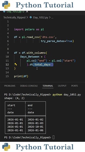 Calculating Days Between Dates in Polars | Python Tutorial
