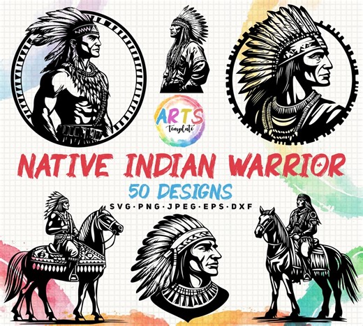 Native American Warrior Clipart Bundle (svg, Png, Jpg, Eps, Dxf) - Etsy