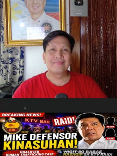 🚨 BREAKING! MIKE DEFENSOR KINASUHAN | HIGIT 50 BABAE NASAGIP SA PASIG KTV RAID Sinampahan na ng qualified human trafficking case ng National Bureau of Investigation (NBI) si dating kongresista Mike Defensor kaugnay ng ni-raid na KTV bar at hotel sa Pasig City na umano'y pagmamay-ari niya. Ayon sa mga ulat, kasama rin sa reklamong isinampa ang kanyang asawa at anak. Sa isinagawang operasyon, mahigit 50 kababaihan ang naiulat na nasagip mula sa umano'y sexual exploitation sa nasabing establisyime