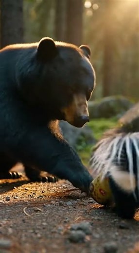 Brave Bear Risks Getting SPRAYED to Save Trapped Skunk! 🦨😱 #animalrescue
