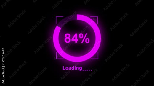 Circle Loading animation from 0% to 84% with transparent background. Abstract beautiful circle frame loading icon animation. completion, often seen in software applications, games.