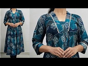 New Trendy Front Pleated V Collar Neck Kurti Cutting and stitching | kurti Design