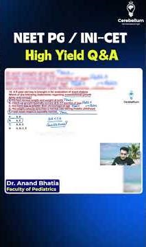High Yield Q&A | NEET/PG INICET | Dr. Anand Bhatia