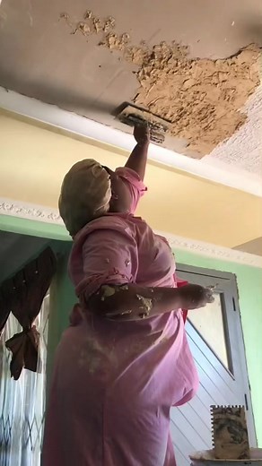 #DIY chipped ceiling, contractor was giving me run around, decided to fixed it myself ✨🤩