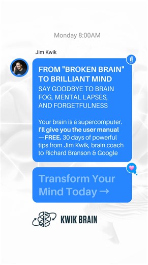 易 Your Brain Has Hidden Superpowers. Let Me Show You. Ready to unlock your mind's true potential?  I'm Jim Kwik, brain coach to the world's top performers. For 30 days, I'll send you one powerful brain hack daily—100% FREE. Double your reading speed, eliminate forgetfulness, and sharpen your focus with science-backed techniques that take just minutes to apply. Register Here https://go.kwikbrain.com/30-tips | Kwik Learning | Facebook