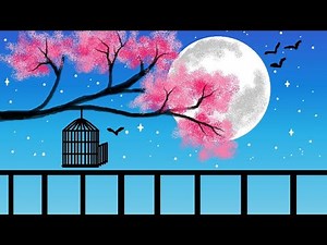 How to draw moonlight drawing in ms paint || moonlight drawing || microsoft paint || ms paint