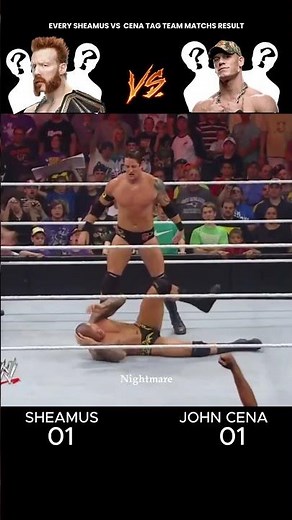 Every John Cena vs Sheamus Tag Team Match Result of All Time #wwe #johncena #brocklesnar