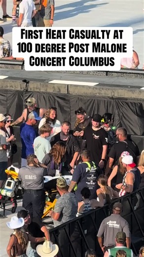 So hot at the Post Malone concert in Columbus, Ohio... one person already left on a stretcher. Stay hydrated out there, everyone. It's no joke tonight. #PostMalone #PostMaloneConcert #ColumbusOhio #Ohio #ConcertLife