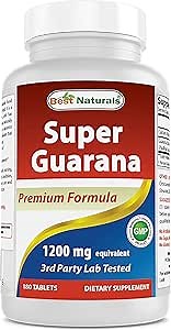 Best Naturals Guarana 1200 mg 180 Tablets (180 Count (Pack of 3))