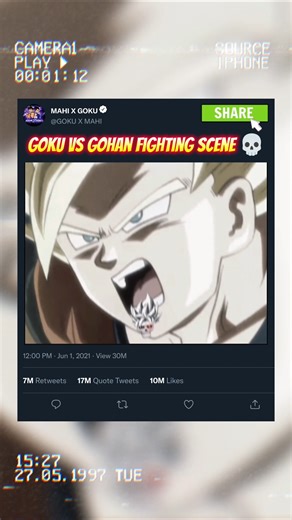 goku vs gohan fighting scene 💀 | #goku #dragonball #shorts