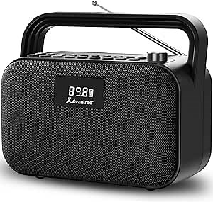Avantree PowerByte - Portable FM Radio with Powerful 30W Stereo Bluetooth Speakers & SD Card Player, 20hr Rechargeable Playtime, and Extended Range, Wireless & Wired Speaker & U Disk Player