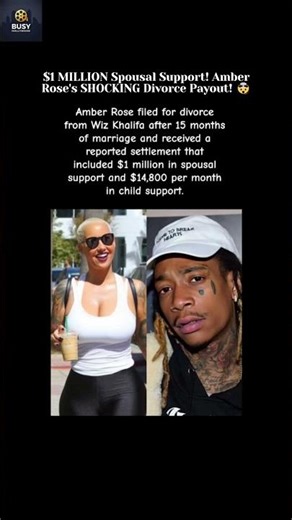 $1 MILLION Spousal Support! Amber Rose's SHOCKING Divorce Payout! 🤯 #wizkhalifa #amberrose