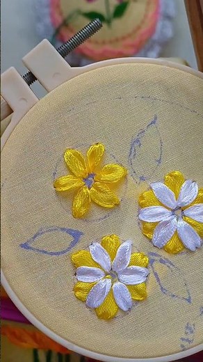 Beautiful ribbon flower #ribbon #embroidery #handbroidery #flowers #viral #shorts
