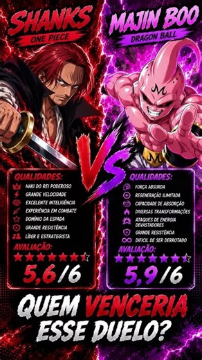 SHANKS vs MAJIN BOO 🔥 Quem vence esse duelo? #AnimeShorts #OnePiece #DragonBall #Shanks #MajinBoo