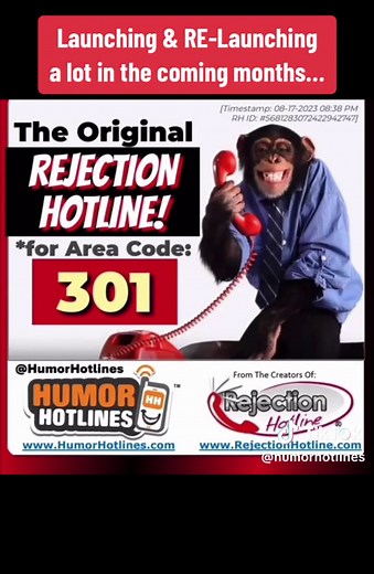 Dial: 605-477-3018 Or go to RejectionHotline.com and/or HumorHotlines.com for more numbers (or to work with us!!) #RejectionHotline #HumorHotlines