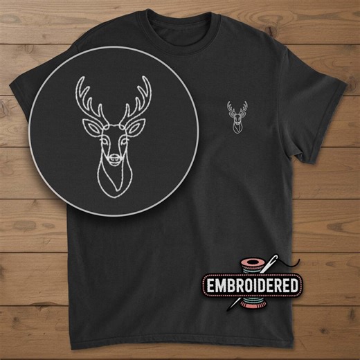 Deer Embroidered Shirt, Animal Gift - Etsy