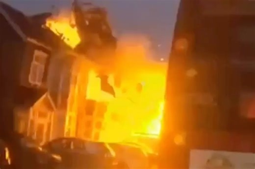 Moment house is blown to bits in HUGE explosion with 60 firefighters at scene