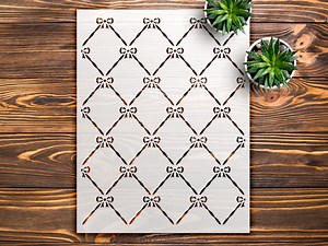 Patterned Bow and Diamond Design Stencil for Creative Crafting and Home Decor - Etsy