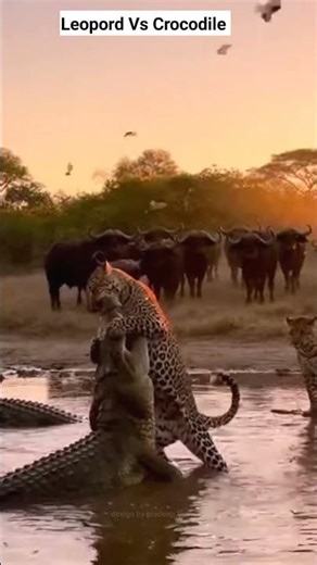 Leopard vs Crocodile at the River #animals #wildlife #documentary