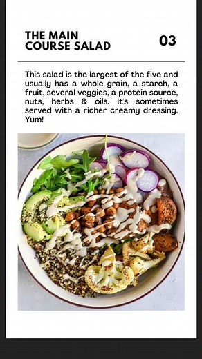 Five Salad Types Served Throughout The Course Of A Meal