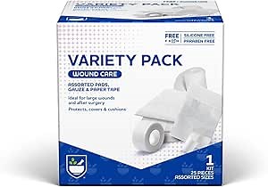 Rite Aid First Aid Gauze Pads, Variety Pack - Includes 25 Assorted Gauze Pads & Tape | Sterile Gauze Pads | First Aid Kit | Wound Care Supplies