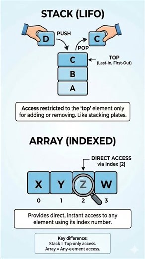 What is the difference between stack and array in computer science?