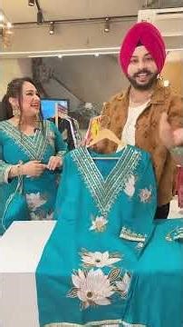 Firozi Silk Hand Hand painted & Mirror Work Farshi Salwar Coord set with Beautiful Potli Product