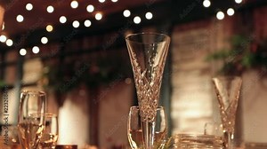 Champagne glass and table setting christmas room warm