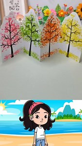 43K views · 1K reactions | Bring the beauty of spring to life with this fun craft! Start by folding an A4 paper and drawing tree branches. Then, use a fruit wrap sponge to stamp vibrant, colorful leaves all around. Your spring masterpiece is now complete and ready to brighten up any space! | Paper Craft Ideas | Facebook