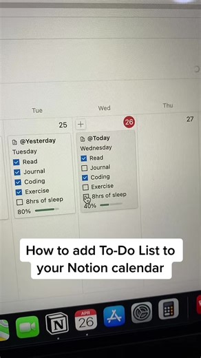 Replying to @jella here’s how to add to-do list to your Notion calendar! 🤓 #notiontok #notion #productivitytok #studytok