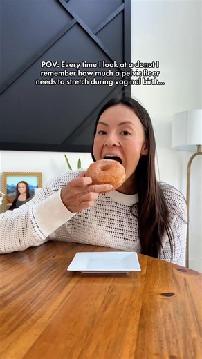 Fun fact, your vagina and cervix stretch up to 10 centimeters during birth, that’s about the size of a donut. 🍩 And your pelvic floor plays a huge role in helping that tissue stretch and open so baby can come on down the birth canal. Pregnant or postpartum? Learning how to relax and then retrain those muscles matters just as much as strength work. 💪 #pelvicfloortherapist #pelvichealth #motherhood #pregnancy #womenshealth | The Vagina Whisperer