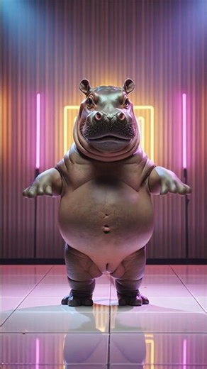 Viral Dancing Hippo! Wait till you see the belly moves! 🦛🕺😭 #