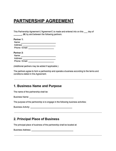 Editable Partnership Agreement DOC & PDF | Business Partnership Contract (digital Download) - Etsy
