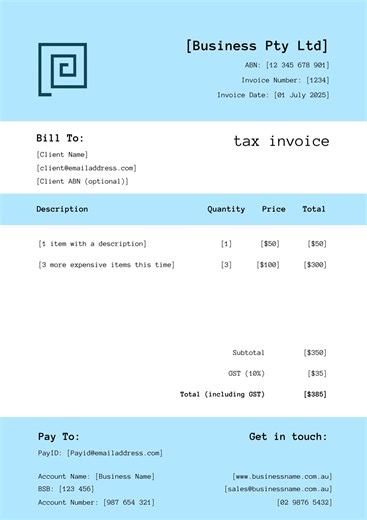 Australian Business GST Tax Invoice - Etsy Australia