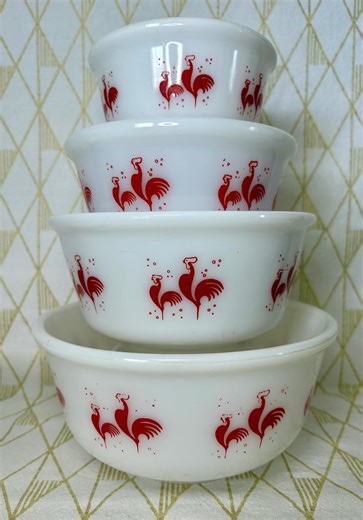 Vintage Hazel Atlas Rooster Nesting Bowls RARE - Etsy