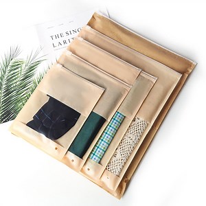 [Hot Item] Kraft Paper Garments Zipper Bag Custom Kraft Paper PE Composite Material Eco-Friendly Clothes Zipper Packing Bags