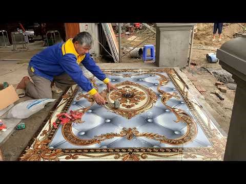 Construction And Installation Of Porch Steps Using Decorative Tiles And High-Quality Granite