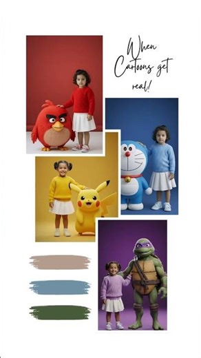 AI creation - Kids photos with Cartoons | Get Cartoon friends as real #aiphotoediting #aiphotos