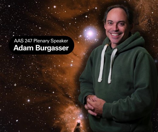 📢 #AAS247 Plenary Speaker Spotlight Adam Burgasser is a Professor of Astronomy & Astrophysics at UC San Diego, and an observational astrophysicist who studies the lowest-mass stars, brown dwarfs, and extrasolar giant planets. He has published over 350 peer-reviewed articles on these topics, using spectroscopy, high resolution imaging, and population simulations to investigate the atmospheric, multiplicative, evolutionary, and population properties of these objects. Catch him LIVE at the 247th A