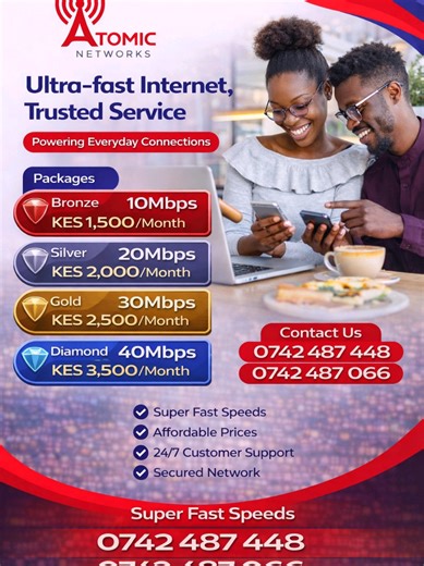 Posters leo. WiFi kesho This is where fast, reliable connections begin. #AtomicNetworks #kahawawest #kiambuwifi #kenyatiktok #AffordableWiFi