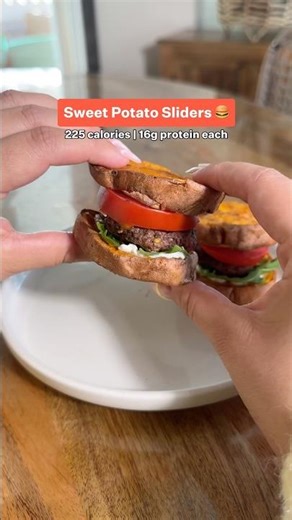 high protein sweet potato burger sliders 🍔 #burgers #easyrecipe