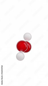Molecule of Hydrogen Peroxide. Animated chemical 3D Model: Ball and stick. Molecular Formula: H2O2. White background. Seamless loop. Vertical screen. 3D rendering.