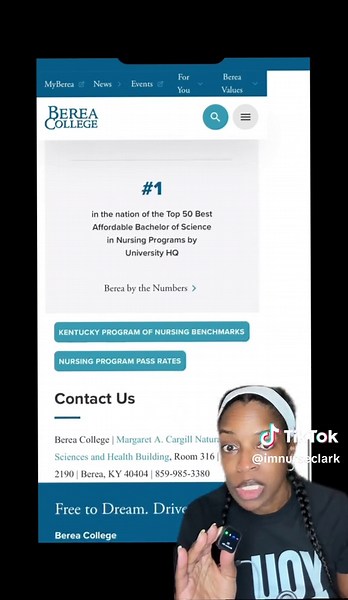 Berea College is one of the ONLY schools in the U.S. that charges $0 tuition and yes, they have an accredited BSN program. 👀 🙌🏽 Berea College Quick Facts👇🏽 🩺 BSN program 💰 $0 tuition since 1892! 📍 Kentucky 📝 Work-study for ALL students 🎓 CCNE accredited ✅Clinicals NCLEX-ready ✅ Undergrads only ✅ Open to international students ✅ Meet Financial needs requirement Many students get housing/meals covered too A whole BSN with no tuition. Don’t say I never gave y’all the TEA. ☕️ Apply at www.